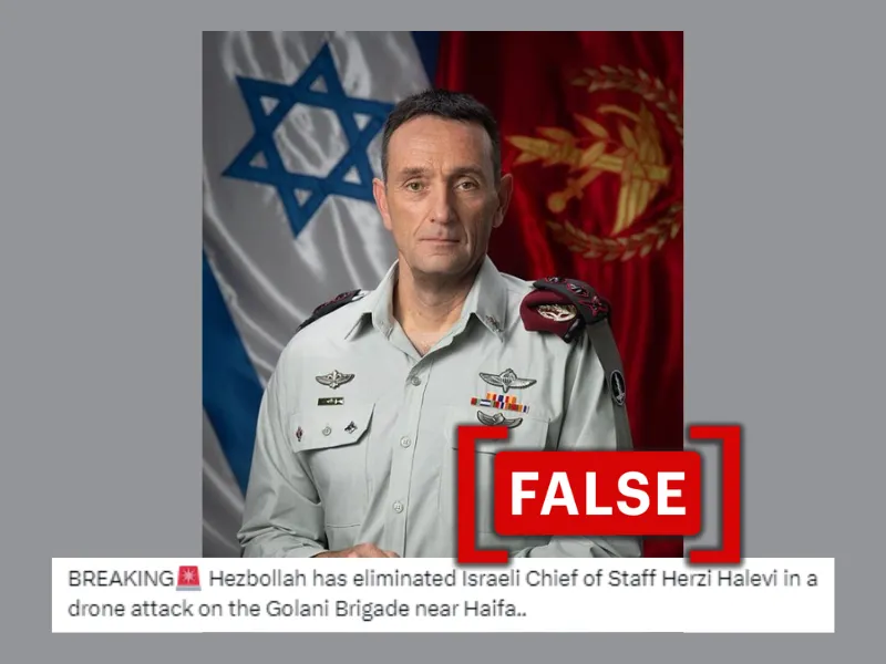 Screenshot of the X post claiming IDF Chief of Staff Herzi Halevi was killed in the Golani Brigade attack on October 13 near Haifa..